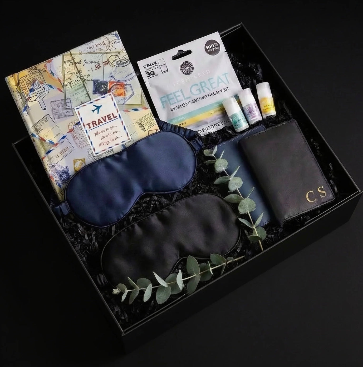 Curated ekuBOX corporate gift box styled for a July client send, featuring premium gourmet items and luxury packaging on a warm-toned studio surface