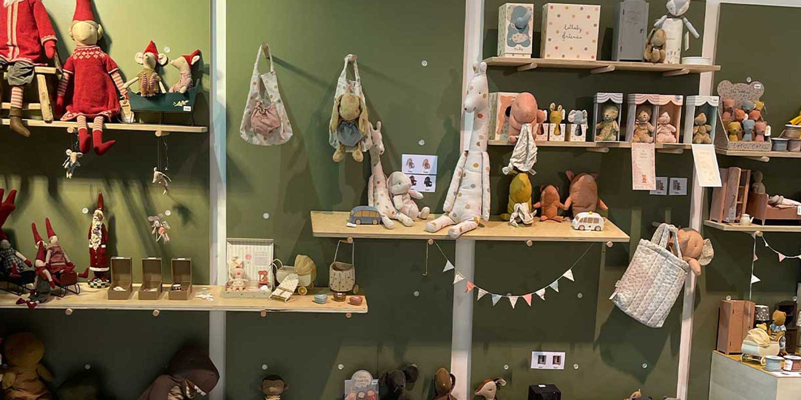 Assorted Maileg mice and rabbits arranged together, showcasing plush toys available individually in the ekuBOX Out of the Box collection.