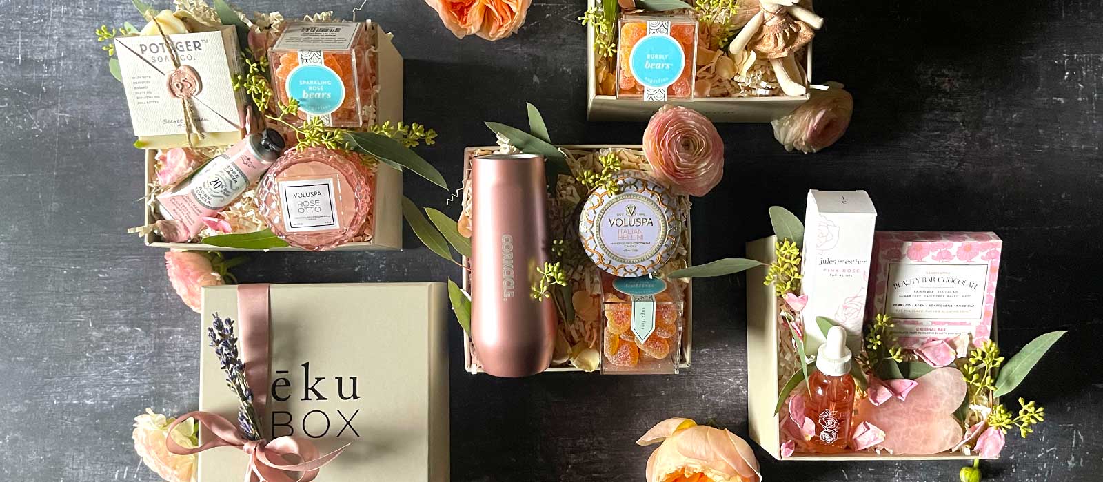 A collection of curated gift boxes under $100, featuring beautifully packaged gifts suitable for birthdays, thank-you gifts, celebrations, and everyday gifting.