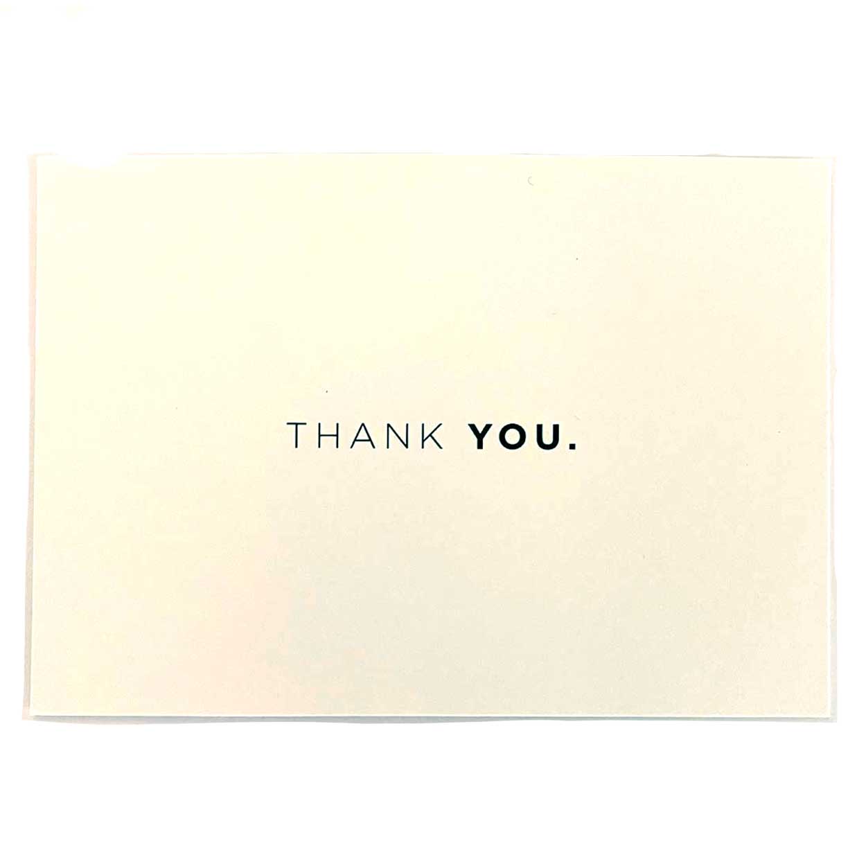 classic thank you card - black writing than you on a white gift card