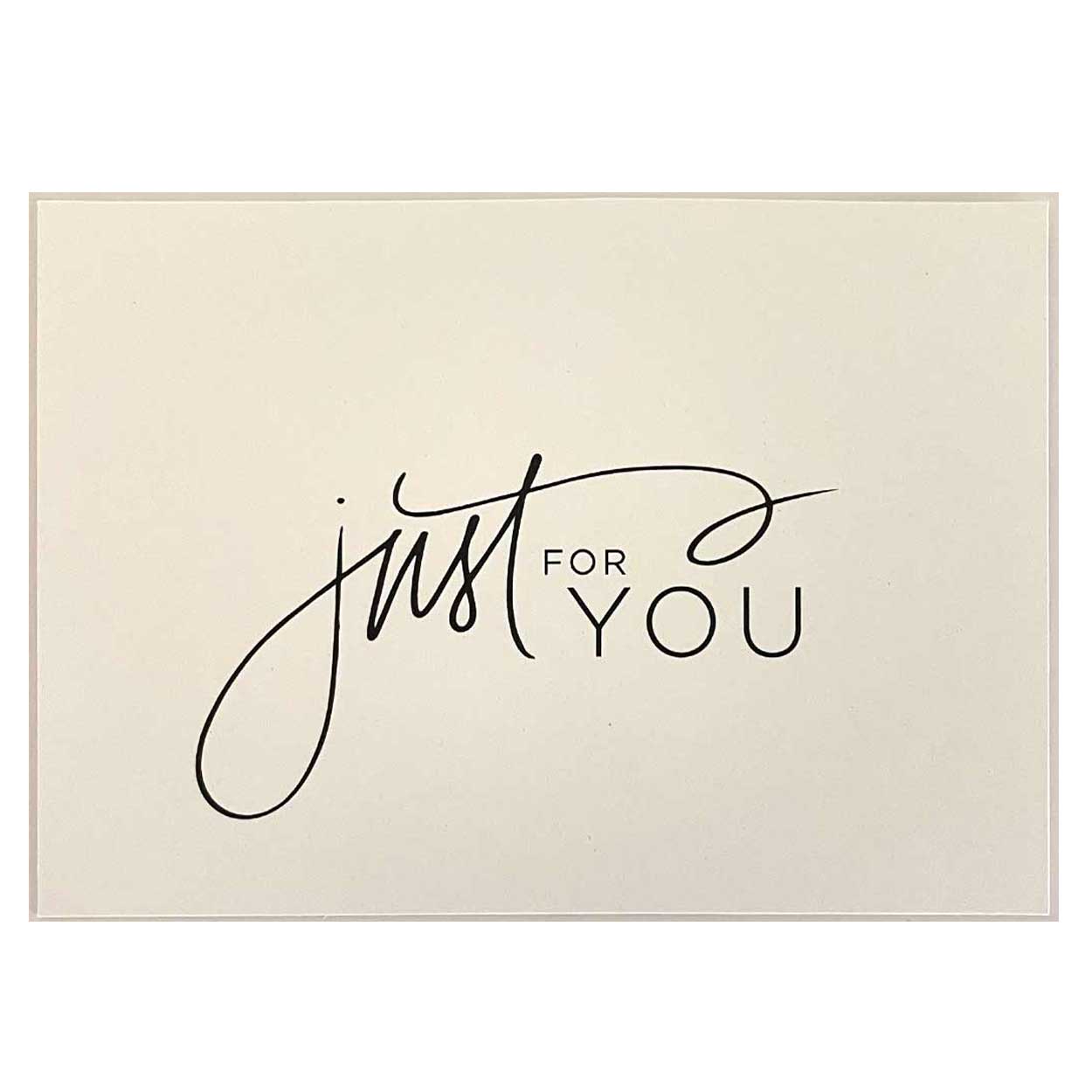 Just for you gift card choice white background with black lettering