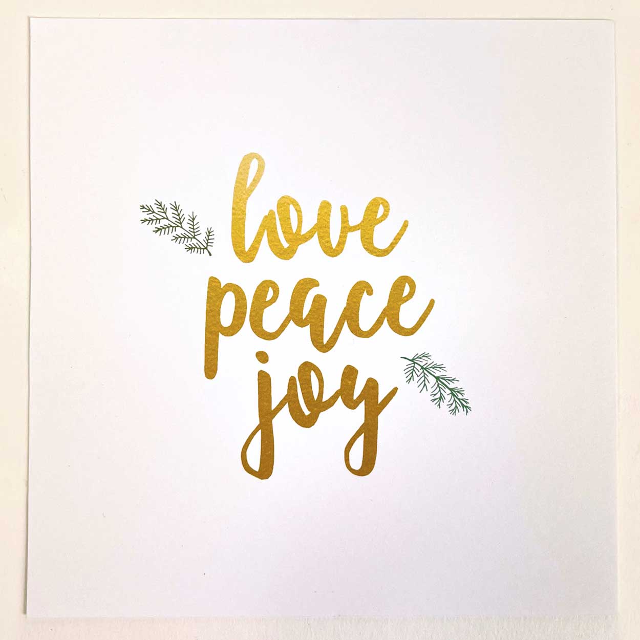 holiday gift card choice with gold love peach and joy