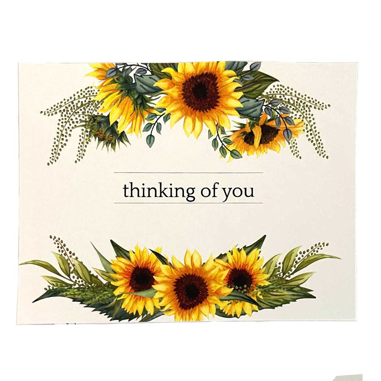thinkin gof you gift card with sunflowers on the top and bottom card choice