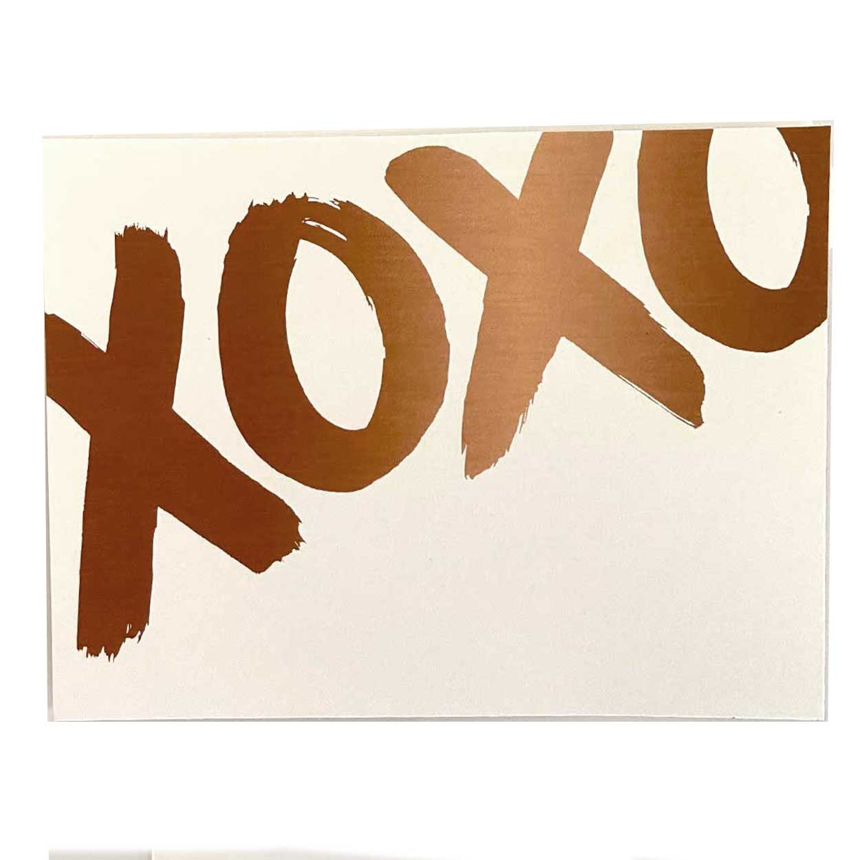 copper colored xoxo on a white background card choice
