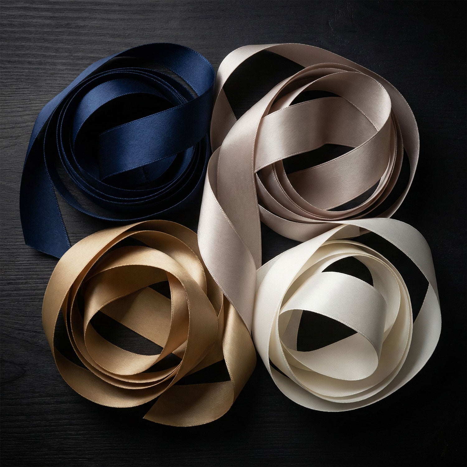 Luxury semi-custom gifting, 4 colors of ribbon for corporate gifting.