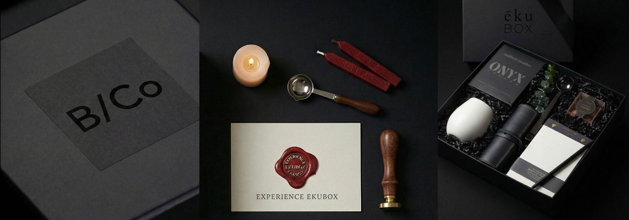 Luxury client appreciation gift boxes curated by ekuBOX — hand-adorned in the studio with premium heritage brand contents for strengthening key client relationships and driving referrals