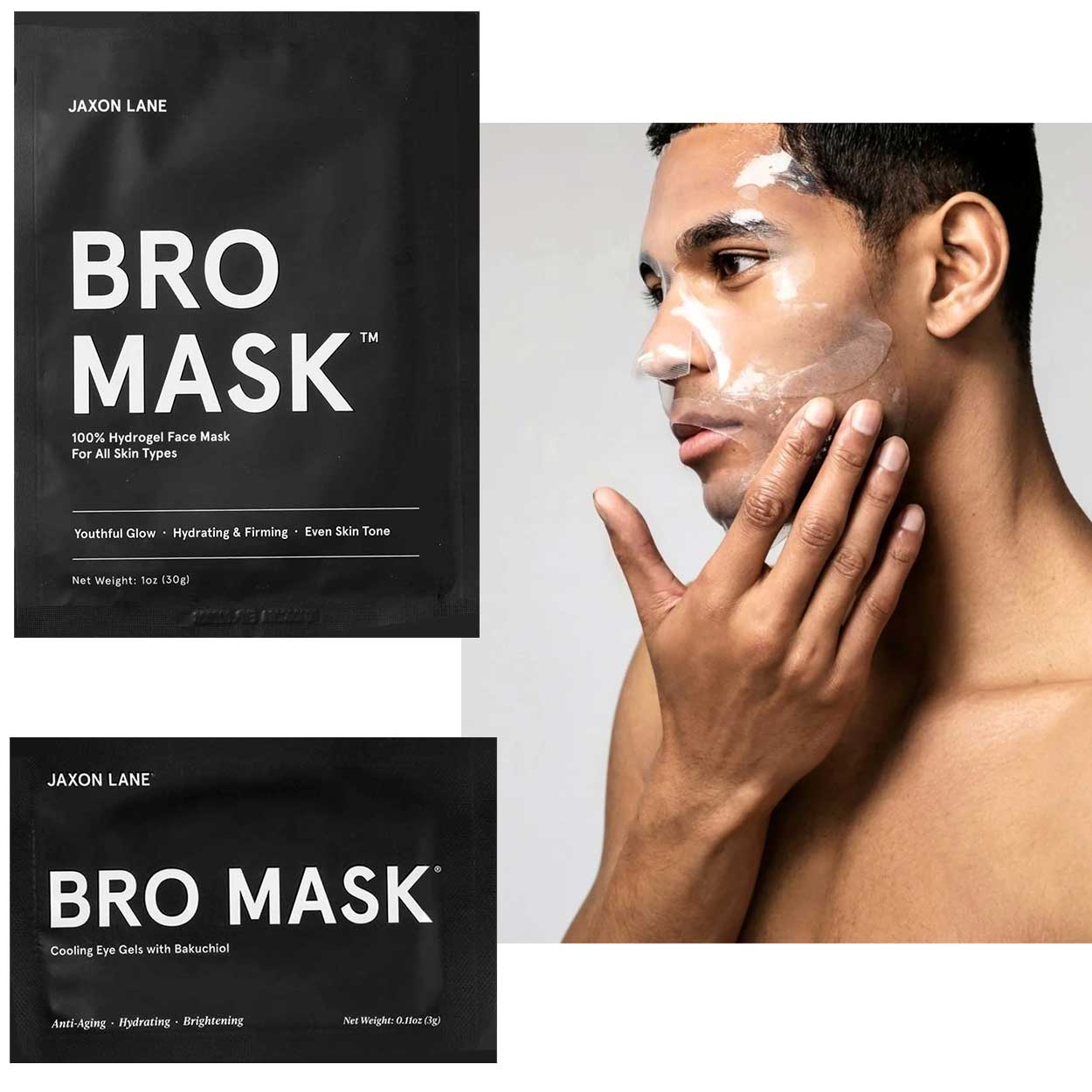 jaxon lane bro mask and eye mask and image of man wearing masks