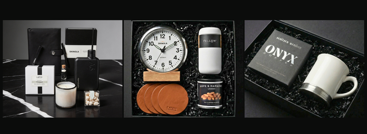 Luxury employee recognition gift boxes curated by ekuBOX — hand-adorned in the studio with premium contents for work anniversaries, promotions, performance awards and years of service programs