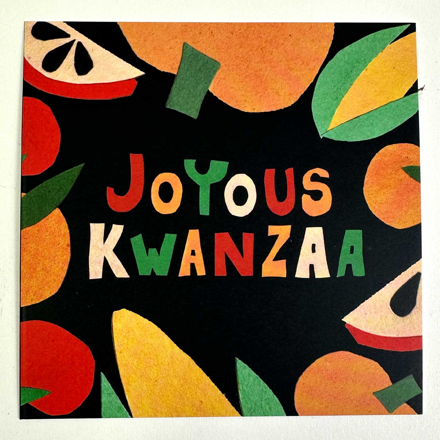 joyous kwanza gift card choice in bright colors on a black background
