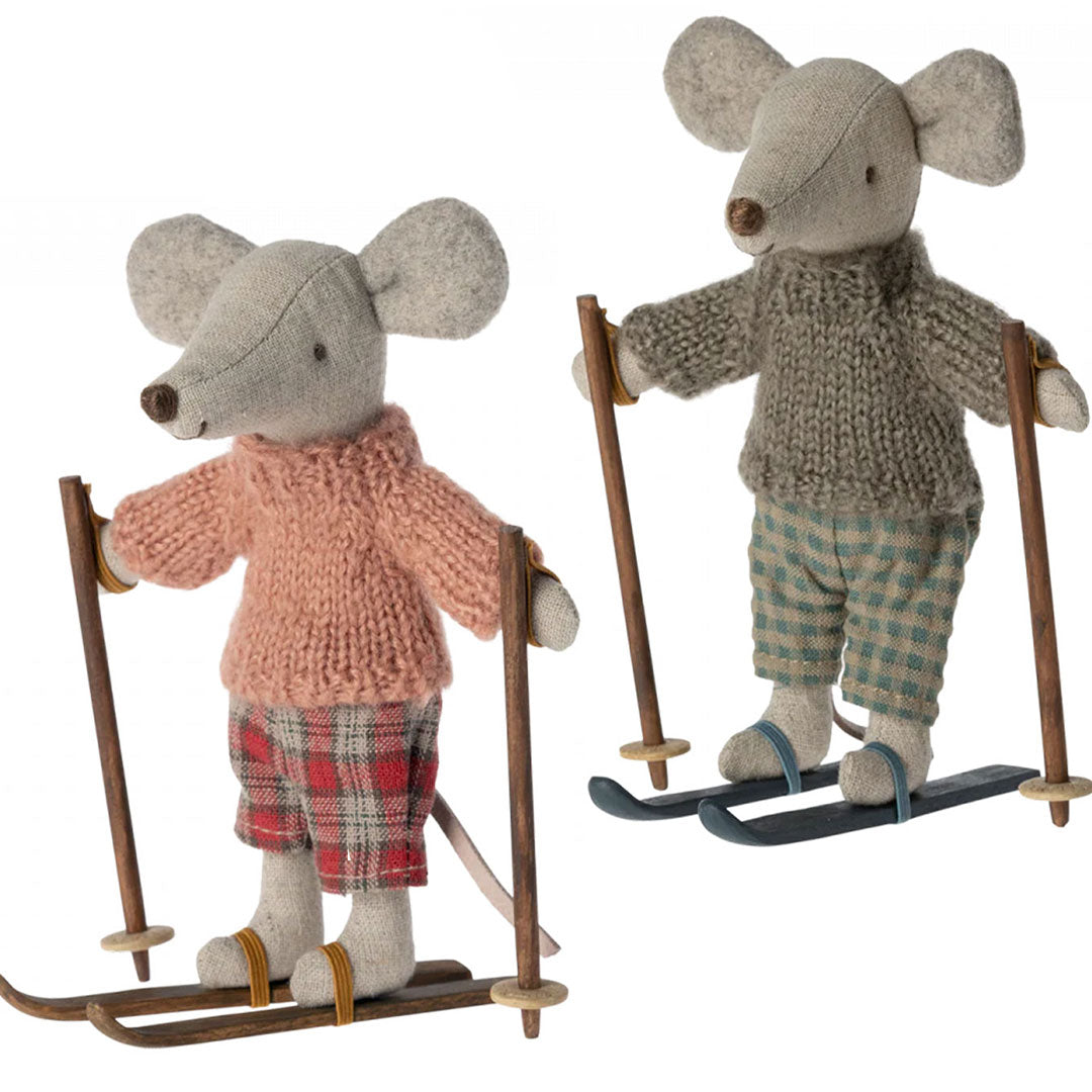 Maileg Toy Mouse Winter Mouse Big Sister + Big Brother Mouse with Skis Maileg Winter Mouse Big Sister + Big Brother Mouse with Skis | ekuBOX
