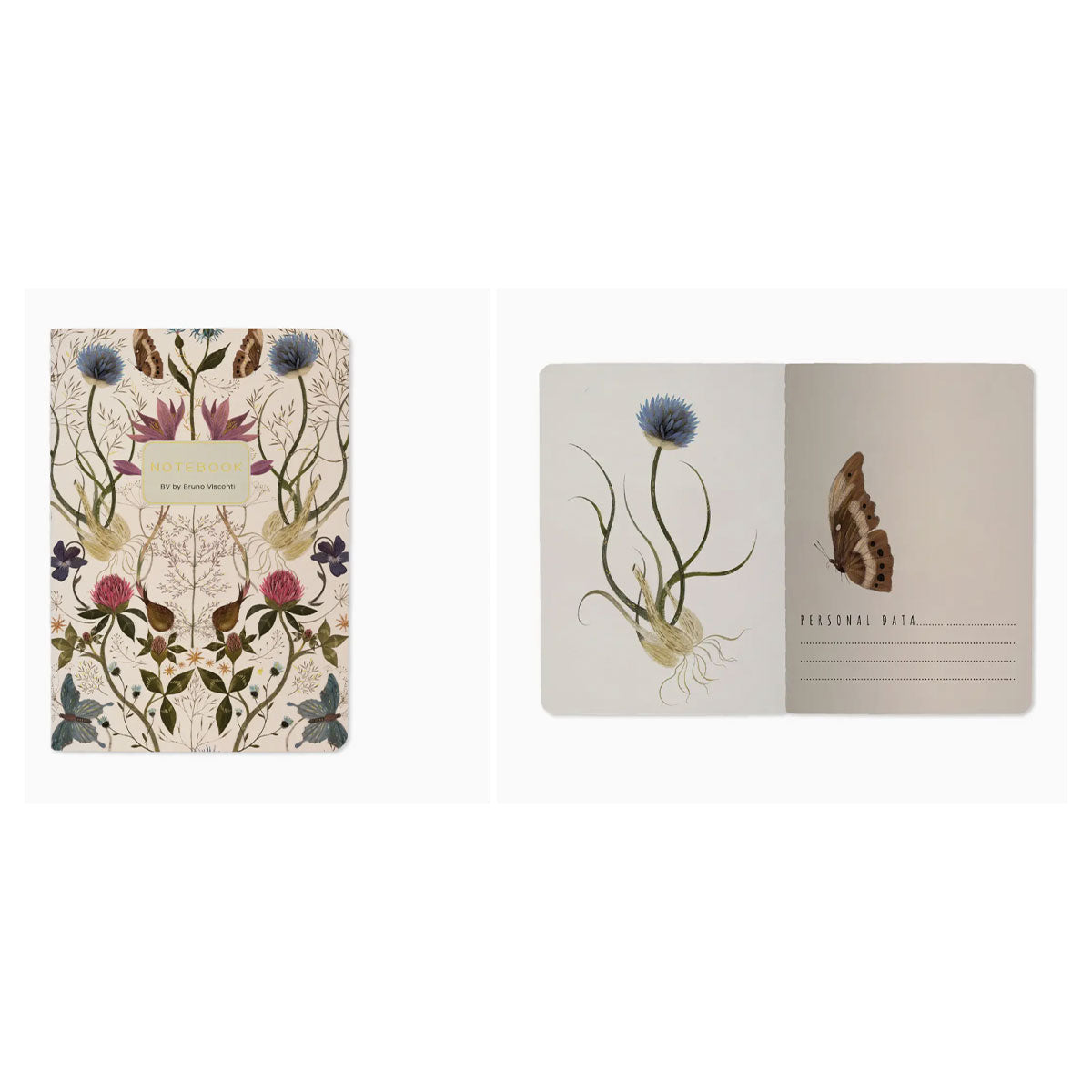 Mini notebook with floral design on white background