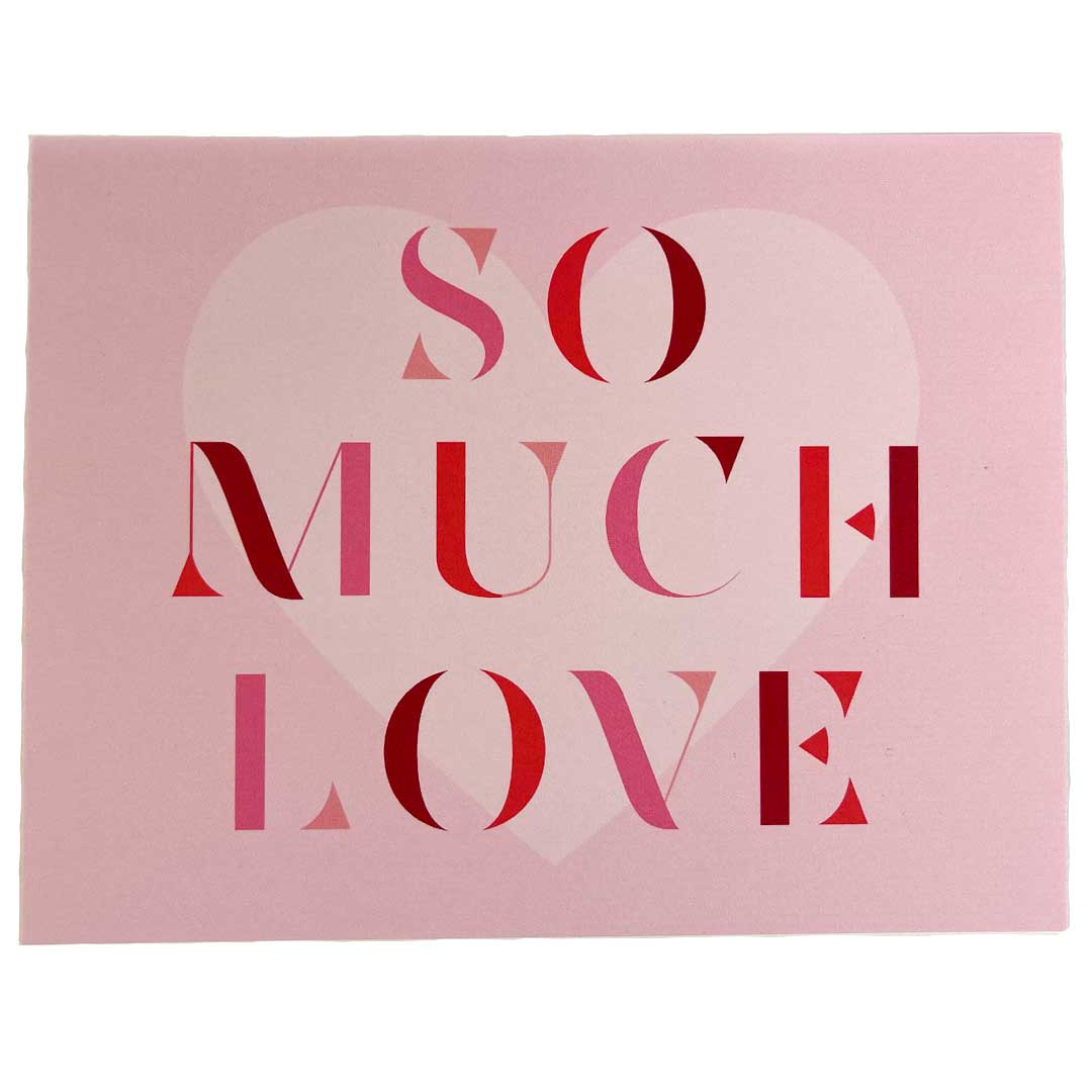 so much love gift card in red on a pink card with a light pink heart gift card choice
