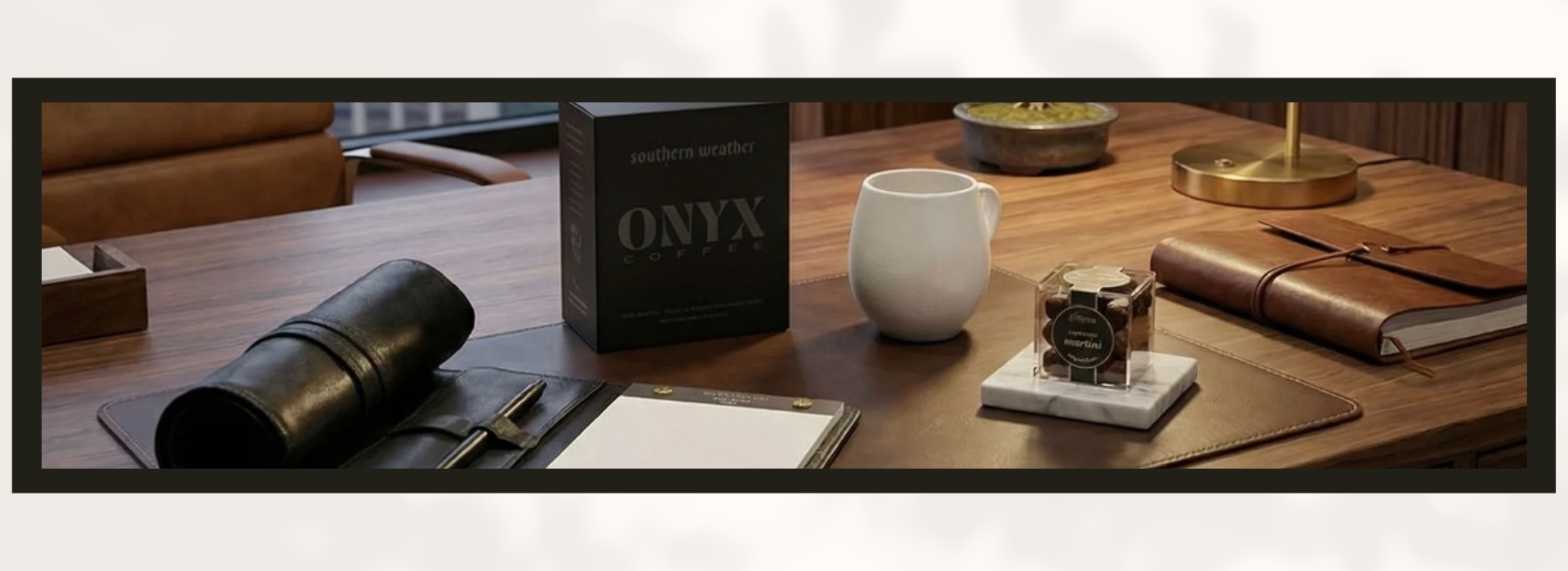 A premium ekuBOX bespoke corporate gift box styled on a desk, representing intentional luxury gifting for executive and VIP client relationships.