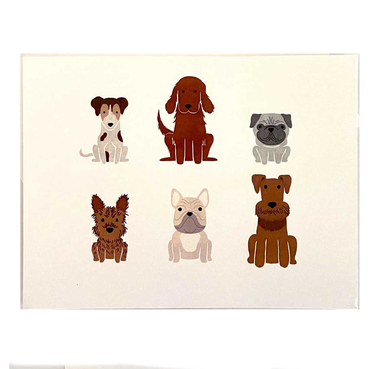 6 different dogs on a white background gift card choice
