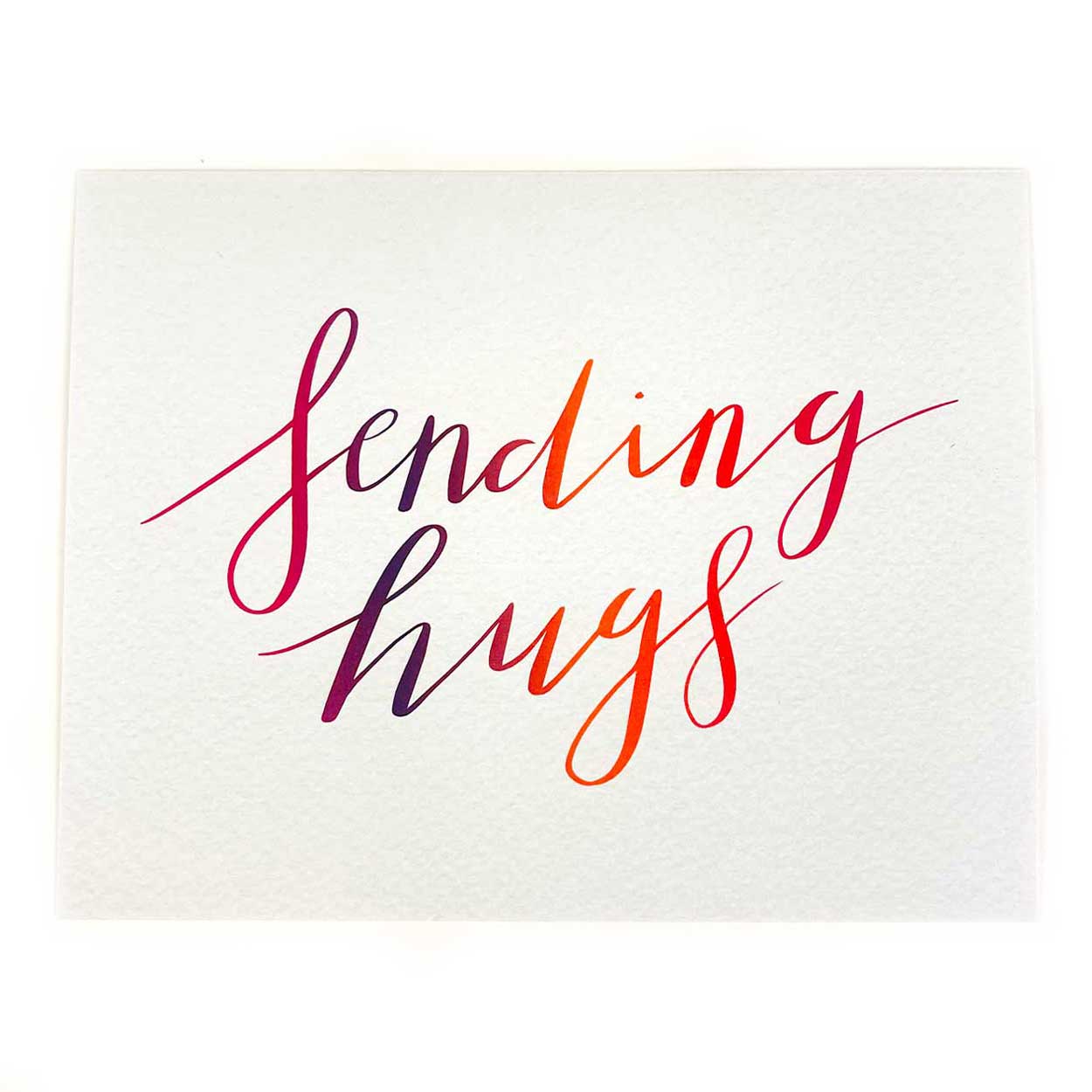 sending hugs in colorful purple and red on grey background gift card choice