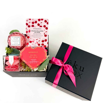 be my valentines spa day gift box with our black box and ribbon - ekuBOX