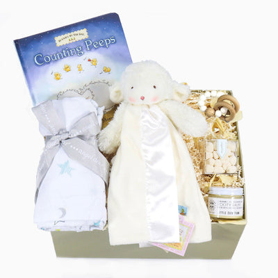 eku Box Baby Gift - Gender Neutral Welcome Baby - Gender Neutral - Lamb Gender Neutral Baby Gift Basket  | ekuBOX