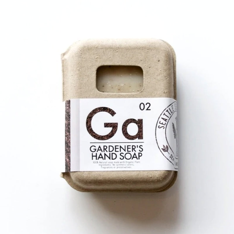 gardener's hand soap- featured in garden gift box on a white background