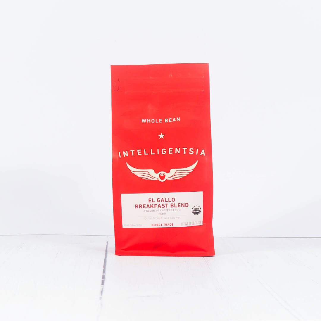 coffee bag of intelligentsia coffee on a white background