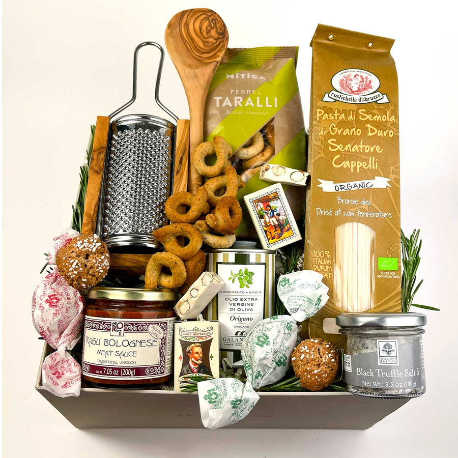 ekuBOX Gourmet Gift Box Bolognese Sauce with Cappelli Pasta Add Truffle Salt Taste of Italy Send the Best of Italy with Our Italian Gift Basket 