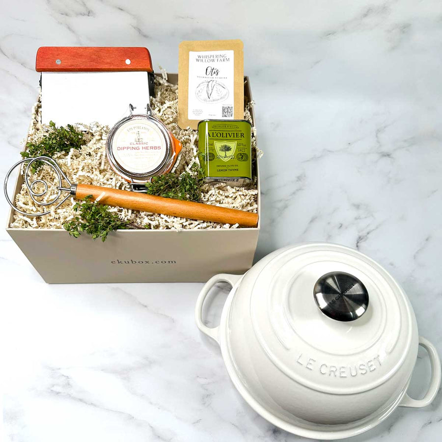 ekuBOX Le Creuset White Le Creuset Bread Oven & Sourdough Baking Kit Le Creuset Bread Oven & Bread Baking Kit | ekuBOX