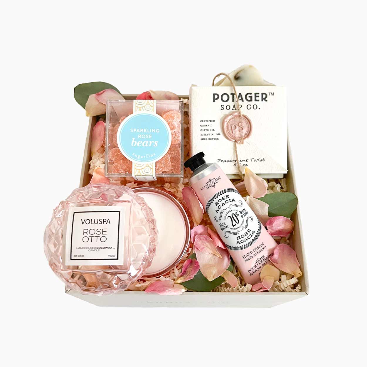 top view ekuBOX Self Care La Vie en Rose Rose Themed Gifts : La Vie en Rose  | ekuBOX
