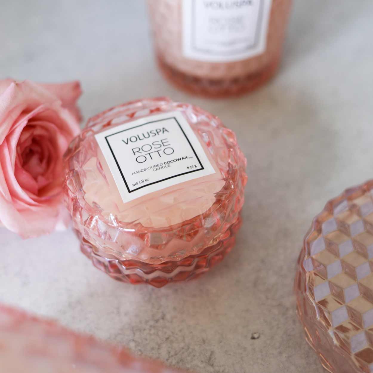 glass jsr rose otto voluspa candle