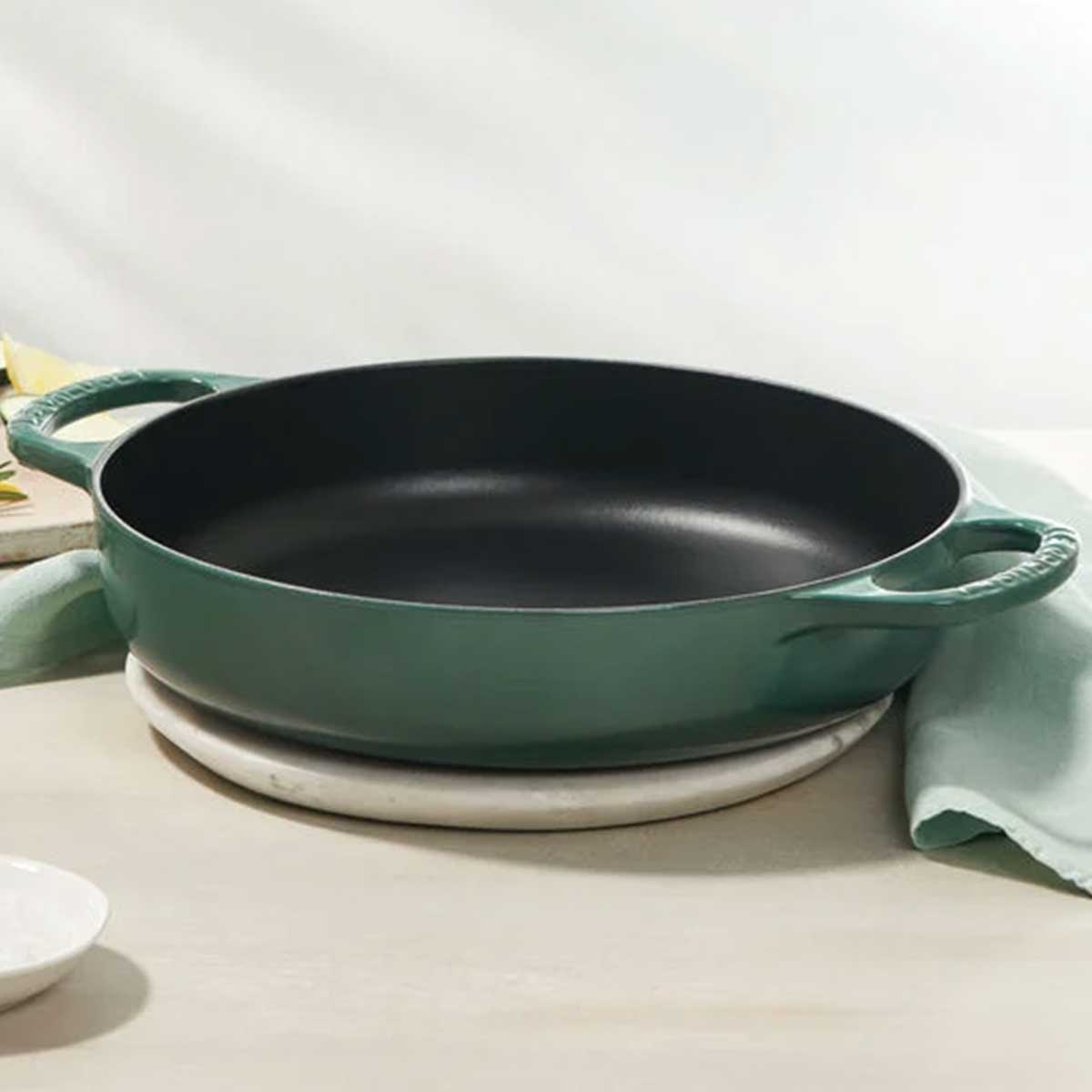 the le creuset everyday pan in artichaut 