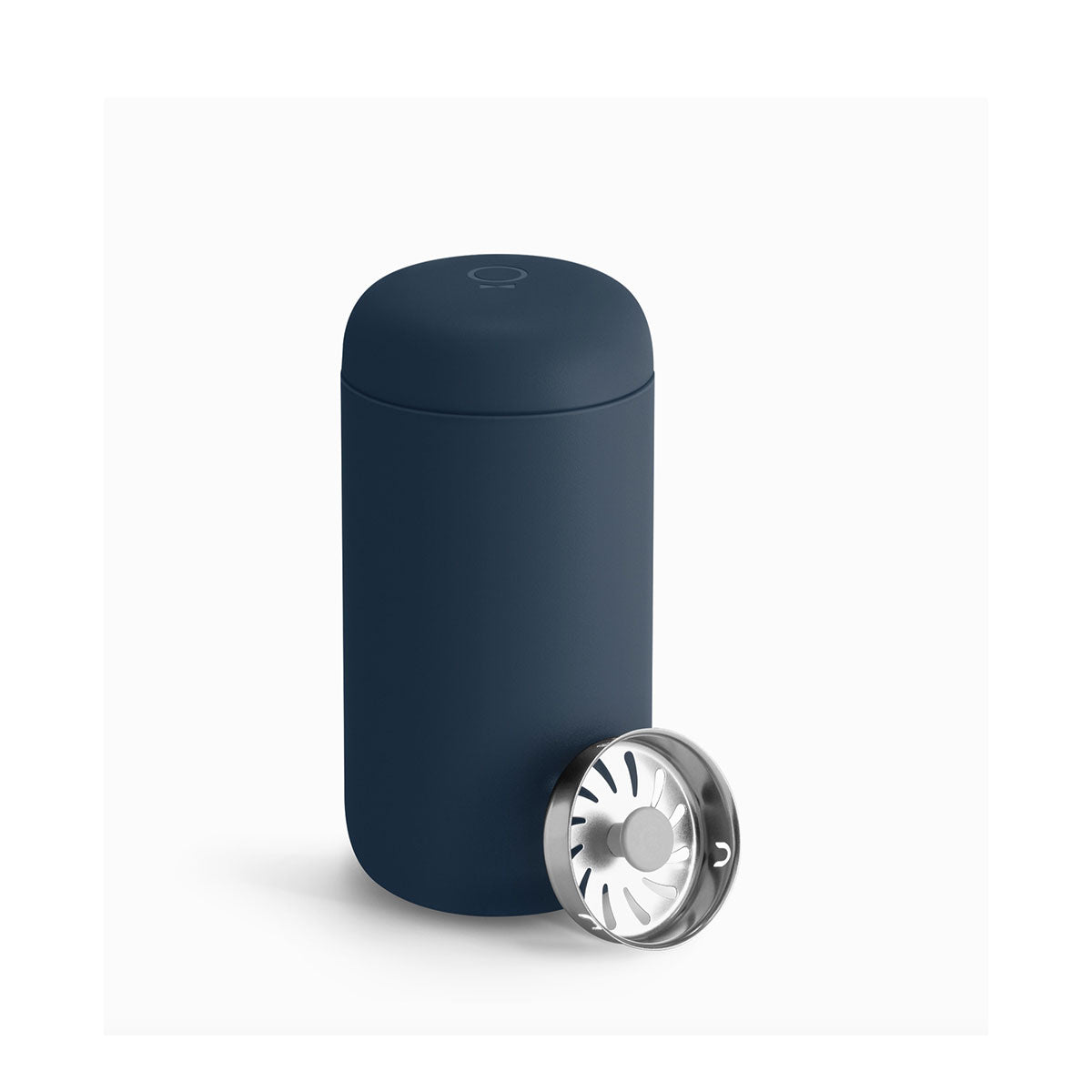 Stone blue Fellow Carter Mug  with a silver  piece on a white background