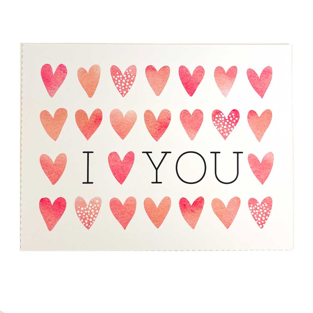 i love you gift card with pink hearts on white - gift card choice