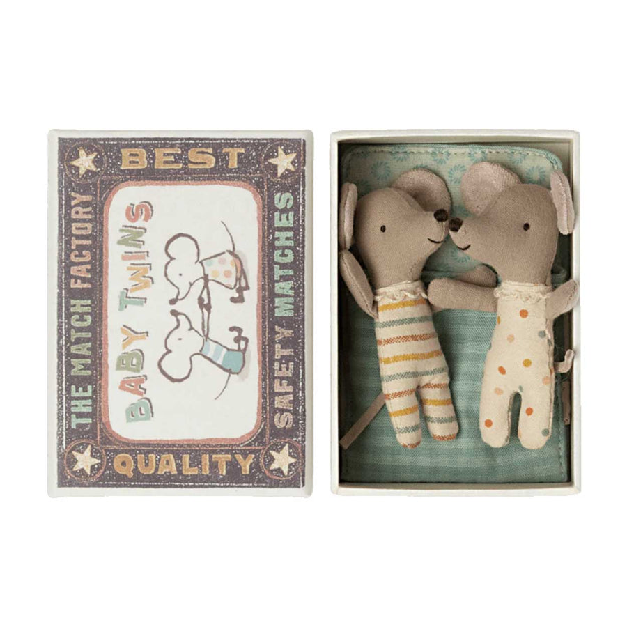 Maileg Collectibles Baby Twins in Box Twice the Fun: Maileg Baby Twin Mice in a Box | ekuBOX