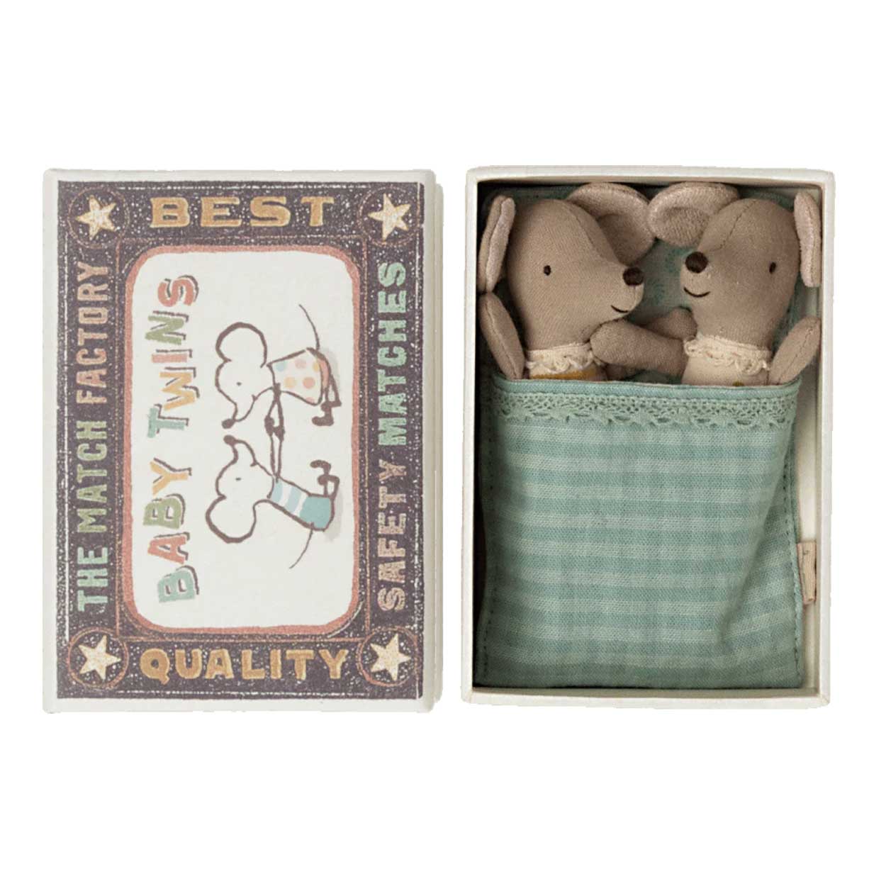 Maileg Collectibles Baby Twins in Box Twice the Fun: Maileg Baby Twin Mice in a Box | ekuBOX