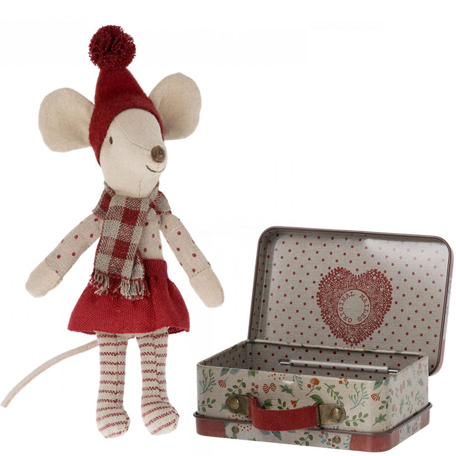 Maileg Toy Mouse Christmas Mouse Big Sister & Holly Suitcase Set Maileg Christmas Mouse Big Sister & Holly Suitcase Set   | ekuBOX