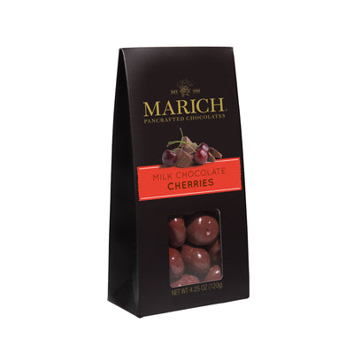 Marich milk chocolate cherries packaging on a white background