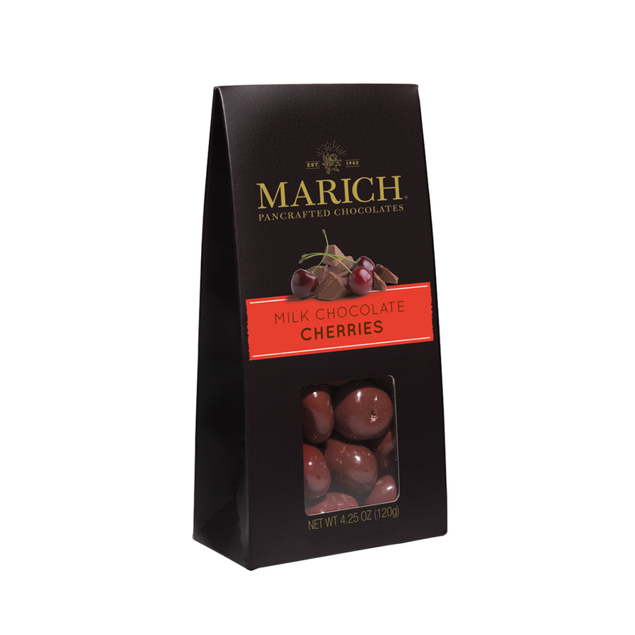 Marich milk chocolate cherries packaging on a white background