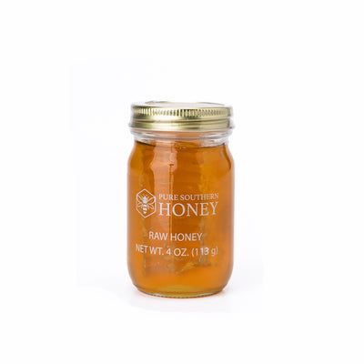 Jar of Pure Southern Honey on a white background